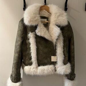 Apparis Olive and Cream Teddy Jacket